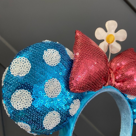 Daisy Duck Blue Polka Dot Minnie Ears with Pink Bow - Picture 4 of 8